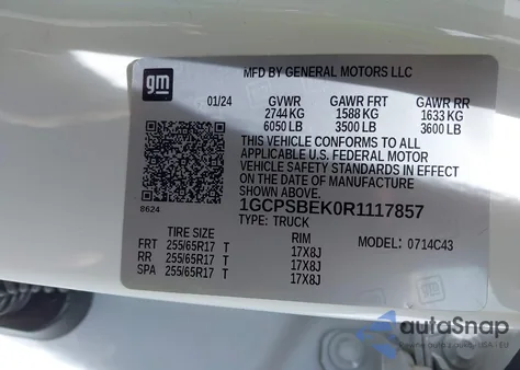 2024 Chevrolet Colorado 2Wd Wt из США, поврежденный, VIN 1GCPSBEK0R1117857